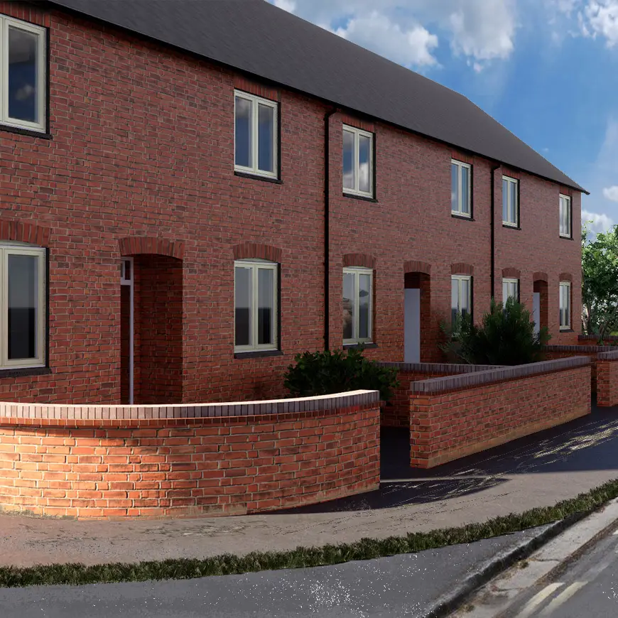 Front Render Ver 5 - crop | Anderson Architects yard housing front