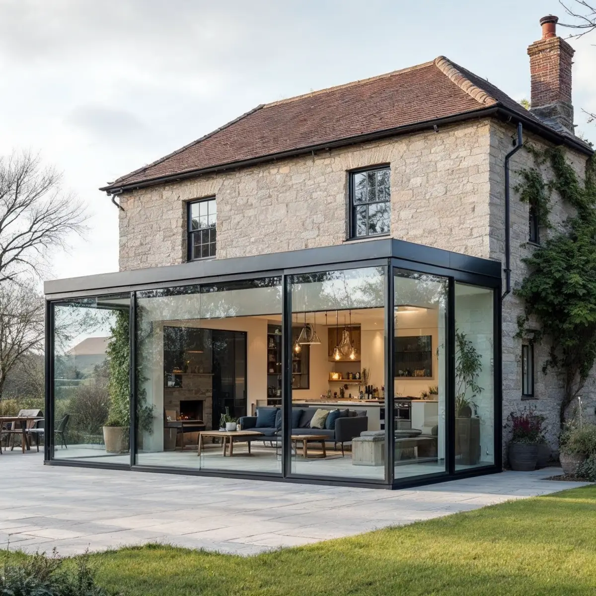 Modern glass conservatory