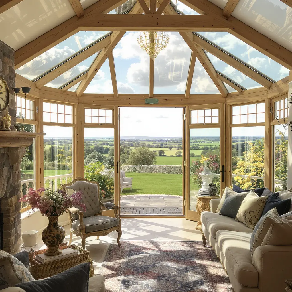 Wooden conservatory interior