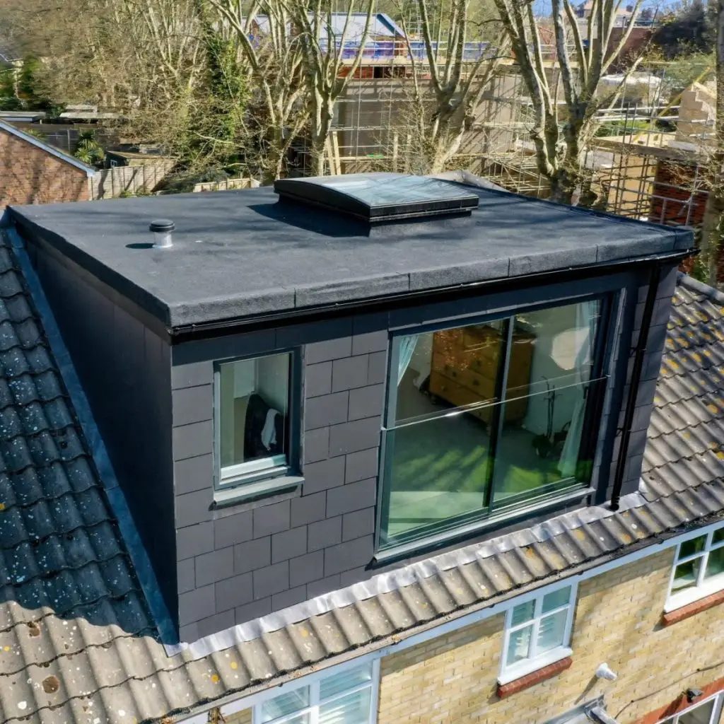 loft conversion dormer grey slates french doors glass balcony dulwich london se22 1